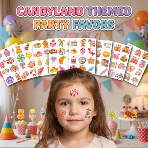 96 Candy Temporary Tattoos for Kids - Dessert Theme Party Favors