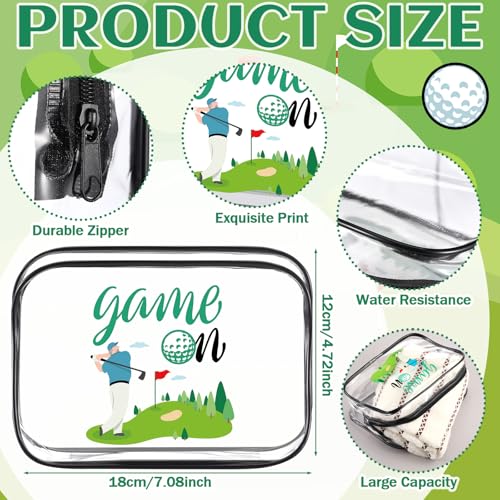 Kacctyen 12 Pcs Golf Pouch for Women 7 x 4.7 x 2.4 Inch Golf Cosmetic Makeup Bags PVC Clear Cheer Case Toiletry Pouch for Women Purse Zipper Bulk Goodie Gifts Accessory Team Party