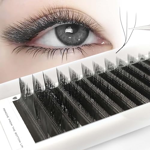 W Eyelash Extensions 0.07mm Thickness 3D Premade lash Fans LU/M Curl Lashes 8-15mm Mixed Tray Soft Fluffy Volume Lash Fans Natural Look Individual Eyelashes (Black, 3D-007-LU-8-15MM)