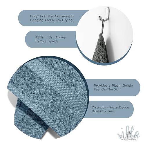 Villa Celestia Cotton Washcloths Set of 6, 12x12 Inch
