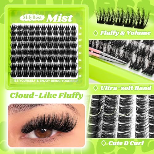 MilyBest Fluffy Wispy Lash Clusters - 88pcs D Curl 8-16mm