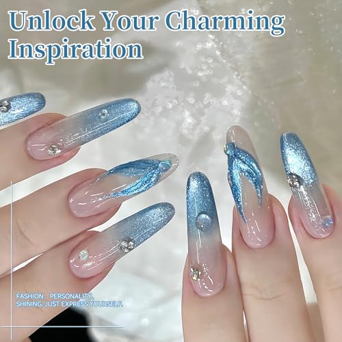 Born Pretty Deep Sea Blue Cat Magnetic Eye Gel Nail Polish Set – 6x7ml Glitter