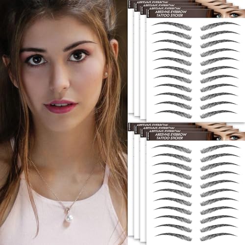Eyebrow Tattoo 88 Pairs,4D Tattoo Eyebrow,Popular Black Fake Eyebrows,Realistic Eyebrow Transfers Sticker,Suitable Sizes,Waterproof and Long-Lasting 3-5 Days