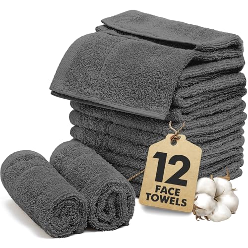 100% Cotton Face Towels Pack of 12 – 12x12 inch