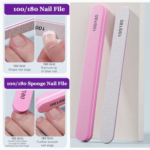 Teenitor Press on Toenails 240pc 15 Sizes French Tip Toe Nails