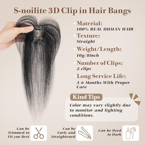 Clip in Bangs Human Hair - S-noilite 360° Cover Wispy Bangs