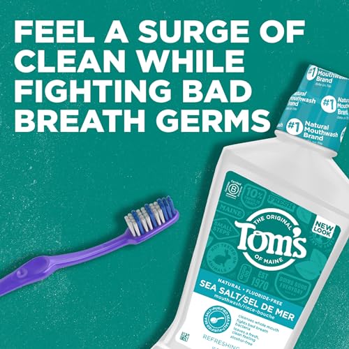 Tom's of Maine Sea Salt Fluoride Free Mouthwash, Mint, 3 Pack, 16 fl