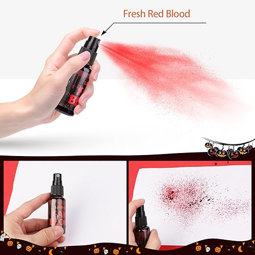 UNIMEIX 1 OZ Fake Blood Spray and 1 OZ Gel Fake Blood Makeup Kit Washable Sfx Makeup for Clothes Mouth Eyes£¬Stage Blood for Halloween Zombie Vampire Cosplay Party