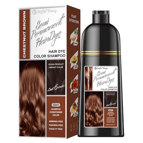 Joyful Young Chestnut Brown Hair Dye Shampoo 3-in-1 for Gray Coverage