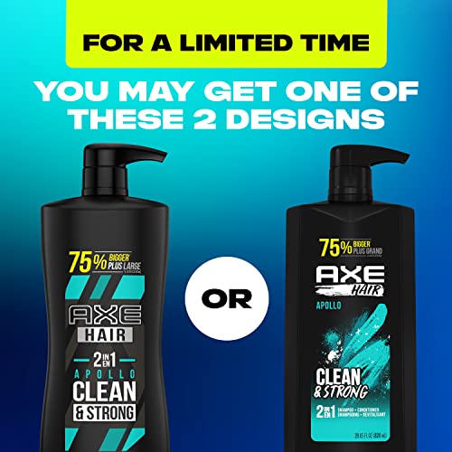 AXE Apollo 2-in-1 Shampoo & Conditioner Pack - 4 x 28 oz, Men's Hair Care Set