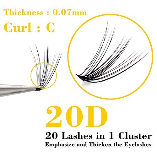 20D Cluster Lashes 240pcs Mix 9-14mm C Curl Extensions