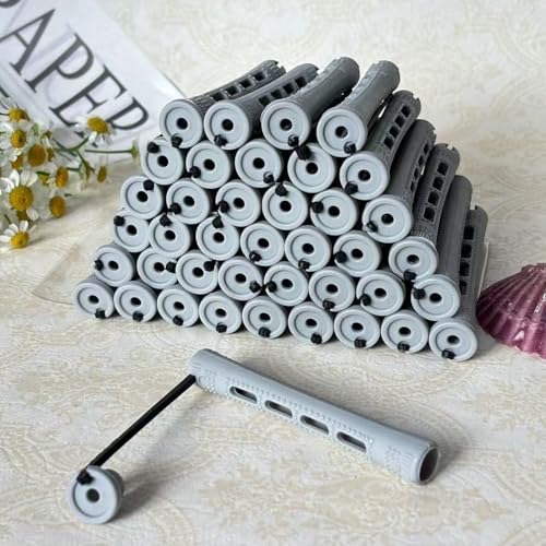 YOROSTAR Gray 40pcs Perm Rods Set for Short Natural Hair with Comb - No Heat Curling