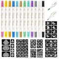 Temporary Tattoo Markers Set - 12 Colors with 81 Stencils