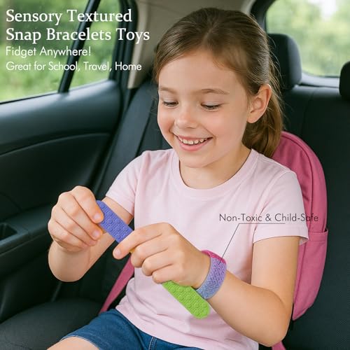 Sensory Slap Bracelets Fidget Toys Set - 6 Textured Silicone Bands for Stress Relief