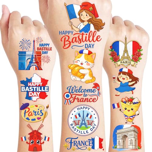 96 French Temporary Tattoos - Eiffel Tower & Paris Designs