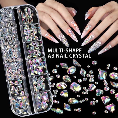 Teenitor All-in-One Nail Art Kit - Gems, 3D Charms, Brushes & Stand