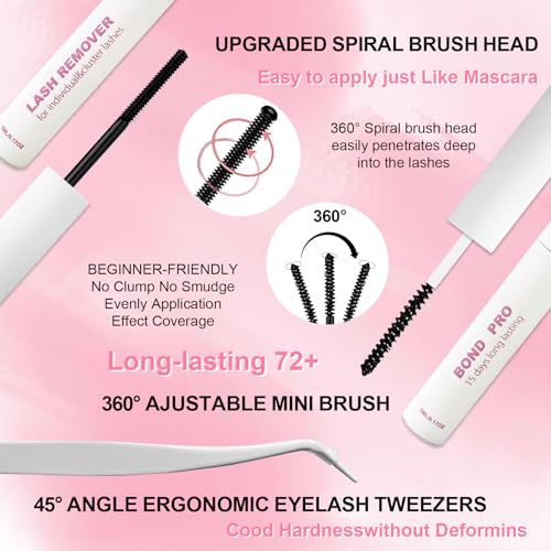 Lash Clusters DIY Kit 10-16mm with Bond, Remover & Tweezers