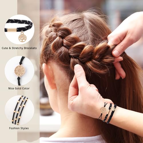 DIYDEC Boho Hair Ties Bracelet Set - 10 Pieces, 5 Styles