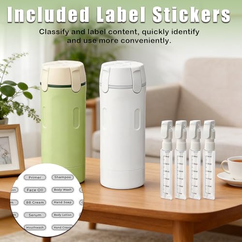 ZANSHI 4-in-1 Travel Dispenser Bottle Set for Toiletries - Leak-Proof & Portable