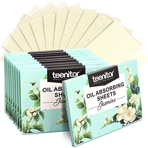 Teenitor Face Oil Absorbing Sheets - 1000 Jasmine Blotting Paper for Oily Skin, Natural Oil Control Film Blotting Sheets for Men & Women