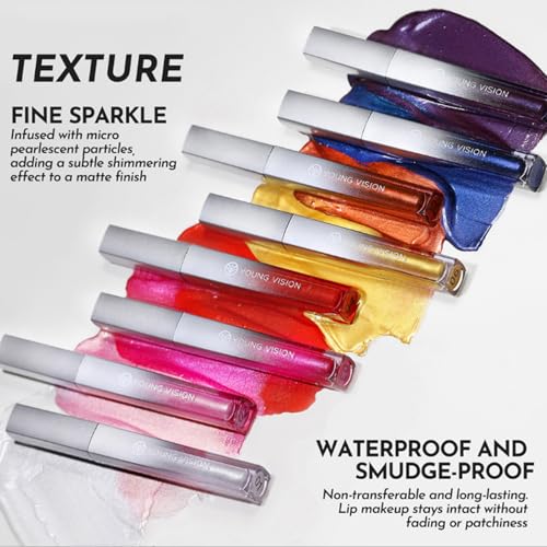 Sparkling Lip Gloss,4 Colors Lips Plumping,Super Lustrous Glimmer Gloss,Non-Sticky High-Shine Finish,Long Lasting & Waterproof Lipstick Makeup for Lip,Eyeliner& Eyeshadow (05060708, 4PCS)
