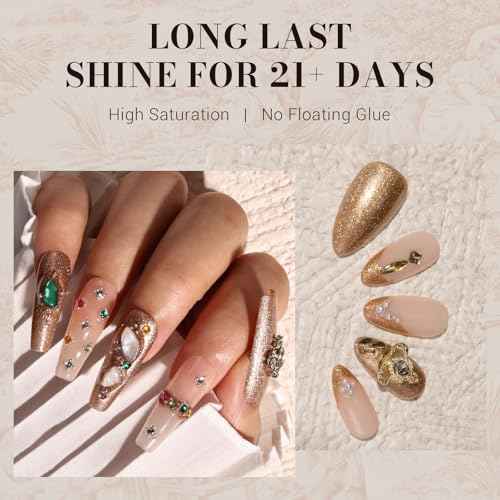 MelodySusie Sparkle Gold Gel Nail Polish,0.5fl oz Nails Soak Off UV LED Champagne Glitter Gel Polish Gift for Women Nail Art Manicure Salon DIY Nail Design Decoration at Home-z159-A2060