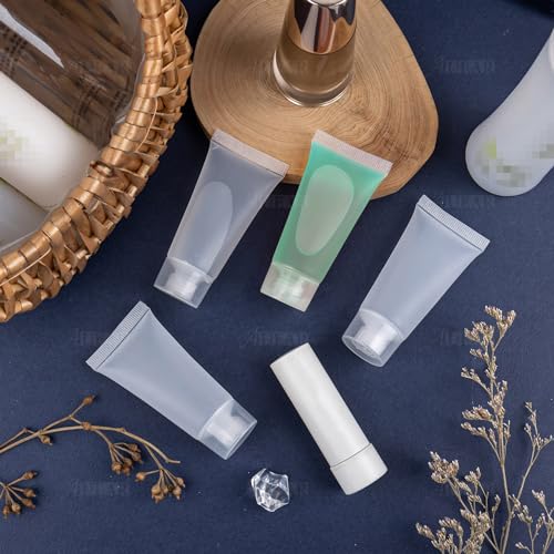 AUEAR, 24 Pack 20 Ml Empty Refillable Plastic Soft Tubes Travel Bottles Holder with Screw Caps Cosmetic Tube