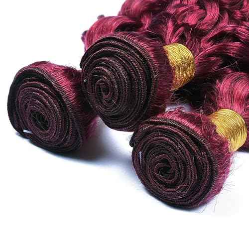 Burgundy Bundle 99J Water Wave Human Hair Bundles Brazilian Wine Red Virgin Hair Red Wet And Wavy Hair Weave 3 Bundles 16 18 20 Inch 99J Burgundy Bundle