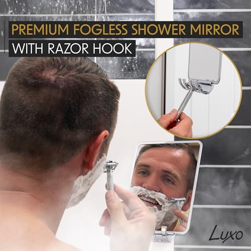 Luxo Fogless Shower Mirror with Removable Razor Holder