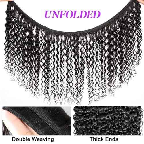 Human Hair Bundles Water Wave Bundles Human Hair With Frontal Closure (26 26 26+18£¬Free Part) 12A Curly 3 Bundle With 13x4 HD Lace Frontal With Baby Hair 1B# Curly Wave Human Hair Extensions