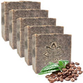 Relaxcation Handmade Coffee Scrub Soap Bar ? Natural Exfoliating Soap with Fresh Ground Coffee, Cocoa Butter & Latte Aroma ? Cold Process Body Scrub Bar - (5 bars)