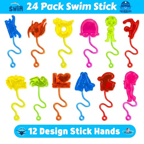 48 PCS Swim Party Favors - Sticky Hands & Tattoos for Kids