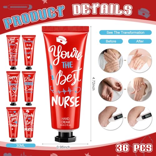 Leelosp 36 Pcs Nurse Hand Cream Nurse Week Gift for Women Nursing Appreciation Gifts Mini Hand Lotion Bulk Travel Size Moisturizing for Nursing Student Medical Assistant CNA Week, 6 Plant Fragrance