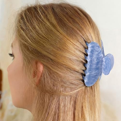 6 Pack Large Acrylic Hair Claw Clips for Women - Stylish Non-Slip Hold