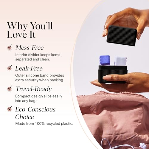 Kitsch 2-Compartment Travel Soap Case – Leak-Proof Bar Soap Holder, Black