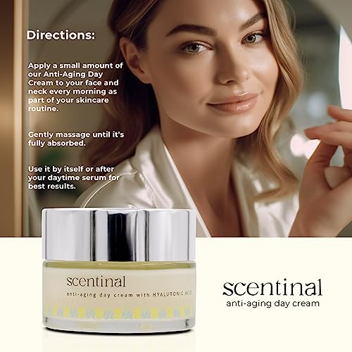 Scentinal Anti-Aging Day Cream with Hyaluronic Acid - Glow All-Day Hydration for Radiant, Youthful Skin (50 ml/1.7 Oz)