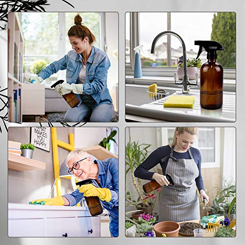 16oz Glass Spray Bottles for Cleaning & Hair - Refillable with Adjustable Nozzle