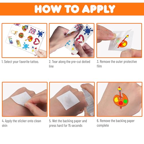 96 Pre-Cut Temporary Tattoos Art Party Favors for Kids