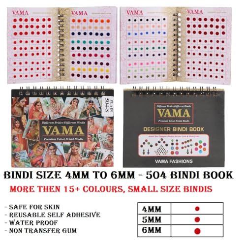 VAMA Multicolor Bindi Booklet - 504 Self-Adhesive Bindis for Women