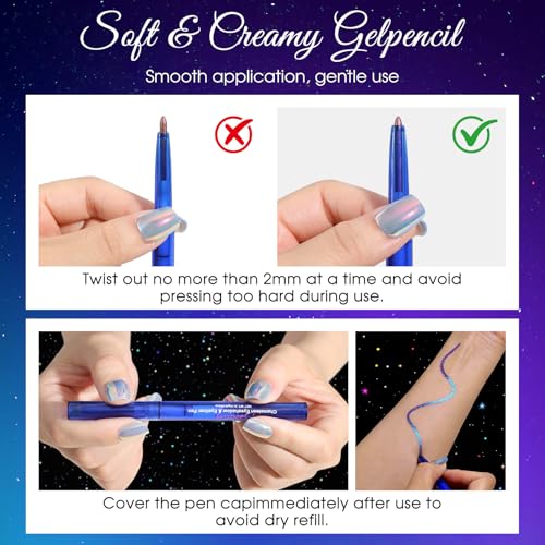4PCS Chameleon Metallic Eyeshadow & Eyeliner Gel Pencil Set ? Multichrome Shifting Colors Glitter Eye Makeup, Waterproof Long-Lasting Smudge-Proof Duochrome Pencil for Multi-Dimensional Looks