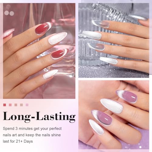 RARJSM Diamond Cat Eye Gel Nail Polish Set - 6 Colors with Magnet Stick