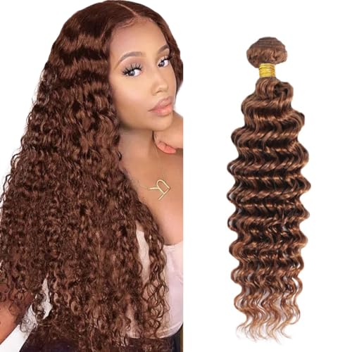 Brown Human Hair Bundle Deep Wave 28 Inch - AuokMar