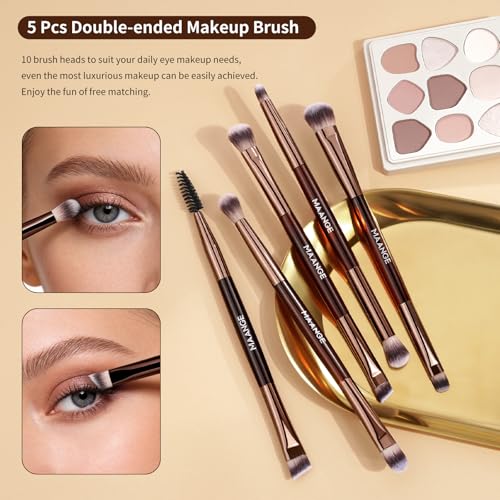 MAANGE 7-Piece Dual-Ended Makeup Brush Set with Bag