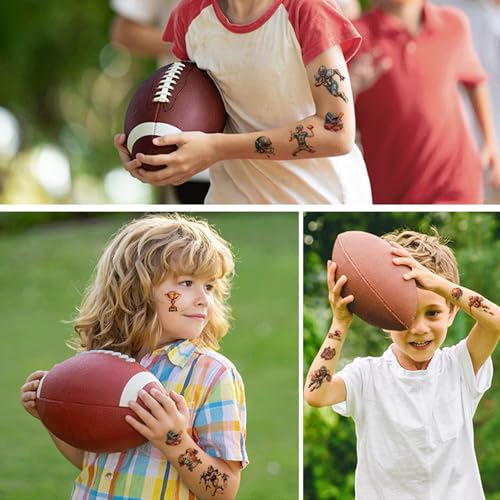 12 Sheets Football Sports Temporary Tattoos for Adult, American Football Themed Birthday Party Decorations Favors Supplies, Cartoon Foot ball Sports Tattoo Sticker Q1007