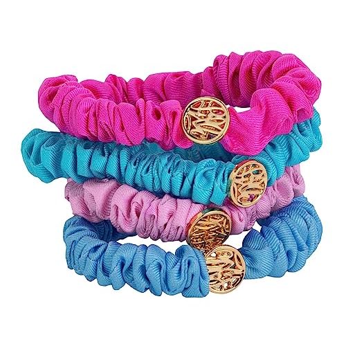 Lilly Pulitzer Satin Scrunchies, 4 Piece Scrunchie Set for Women, Cute Mini Hair Ties, Assorted (Assorted Solids)