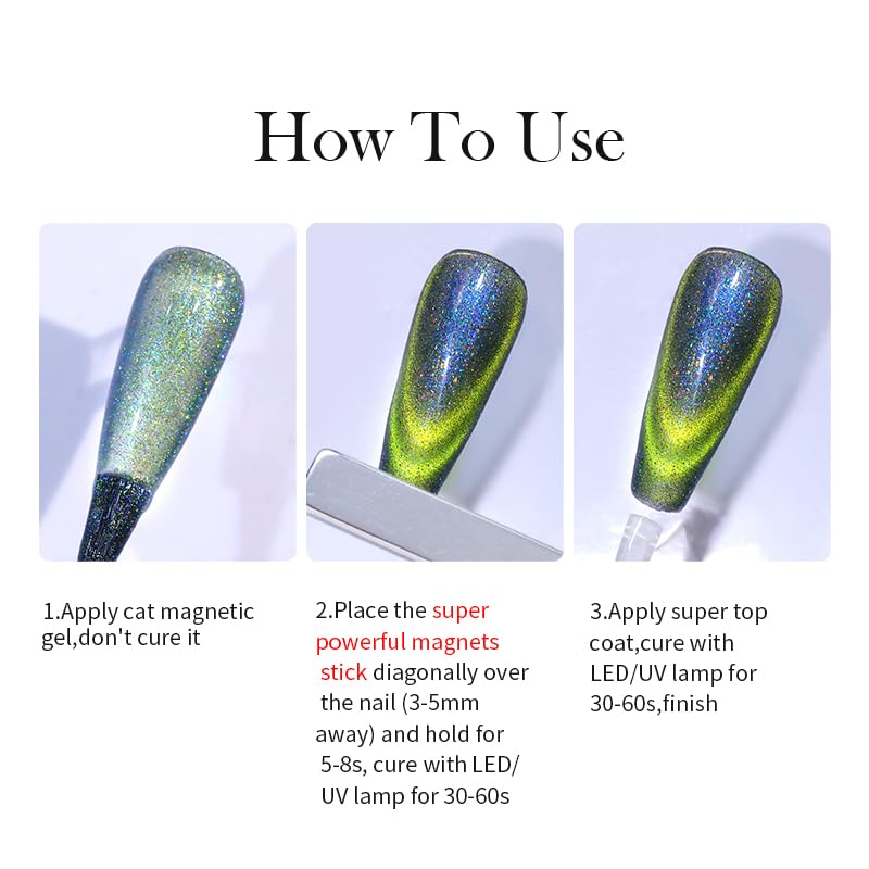 Born Pretty 9D Cat Eye Magnetic Gel Nail Polish Set with Magnet - 6 Pcs
