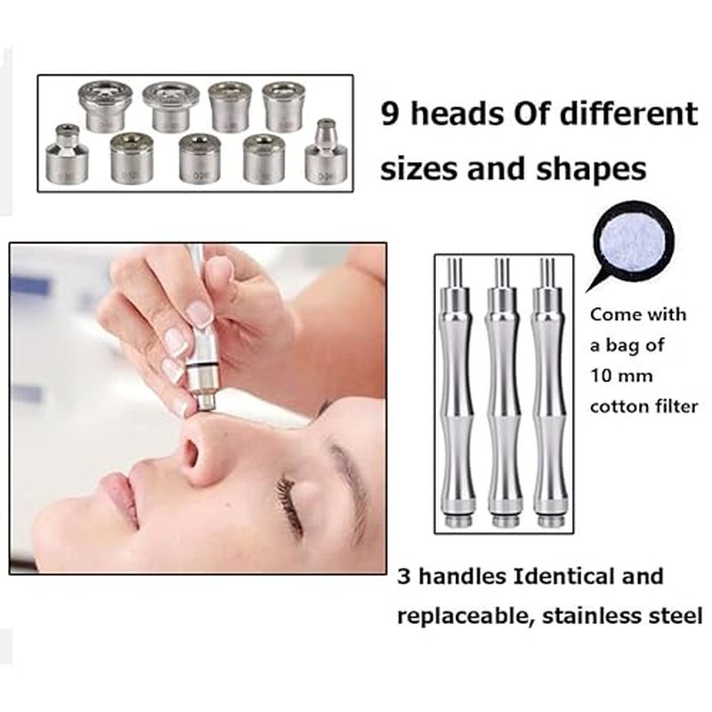 9 Tips 3 Wands Diamond Dermabrasion Accessory Replacement Tips Diamond Wands Cotton Filter Skin Microdermabrasion Facial Care Beauty Tool