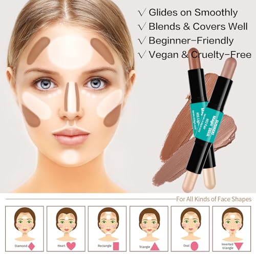 Contour Stick Duo - Dual-Ended Highlighter & Bronzer for Face Shaping