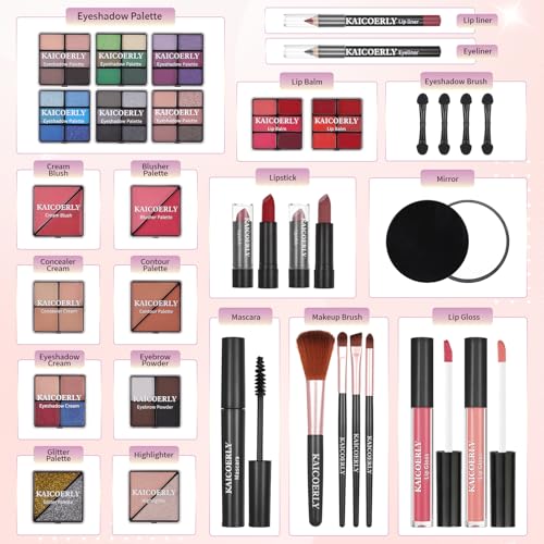 KAICOERLY Makeup Kit for Women - Complete Set with Eyeshadow, Lip Gloss & More