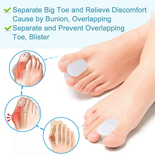 Toe Spacers for Bunions, Gel Orthotics Separators (10 Pack)